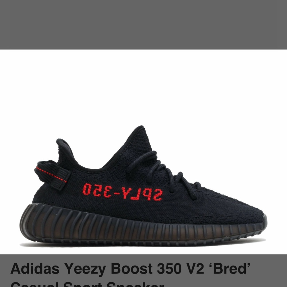 Adidas Black and Red Sneakers Yeezy Boost 350 V2
